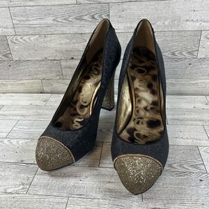 Sam Edelman "Frances" Gold and Black Glitter Pumps Size 9 *Read*‎